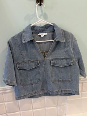 HYFVE Palmetto Moon Denim Cropped Top Large L NWOT